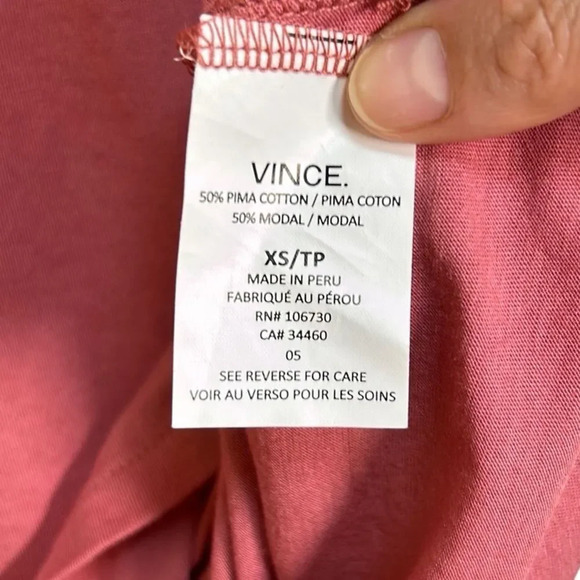 Vince - Women's Pima Cotton T-Shirt, Scoop Neck, Short Sleeve - Pink, X-Small - Picture 12 of 13
